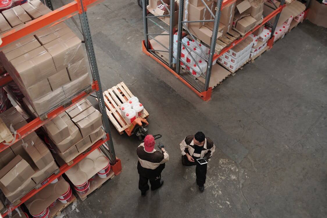Warehouse with organized packages for bulk shipping